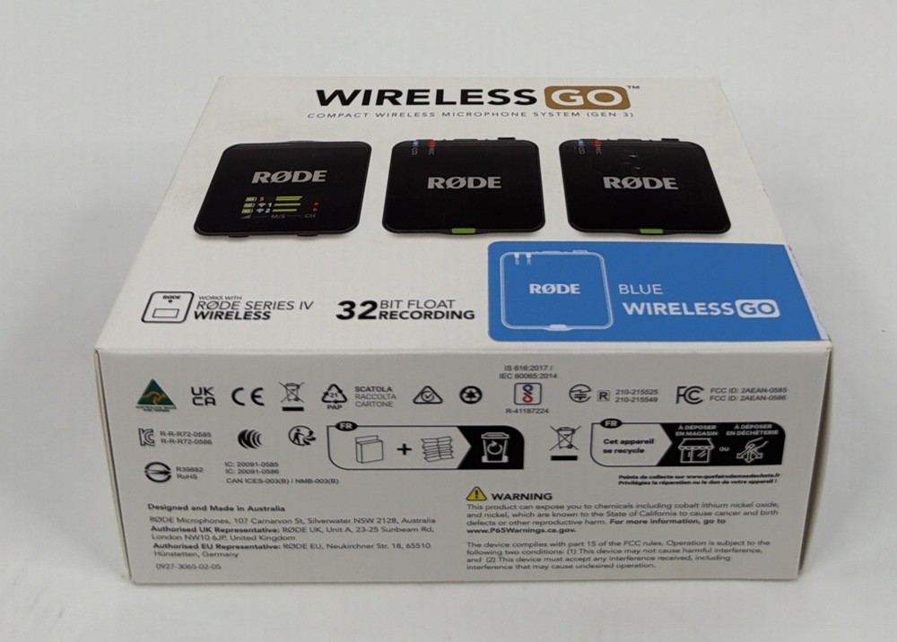 RØDE Wireless GO 3 Blue Microphone System, 32 Bit Float, USB-C, Gain Assist