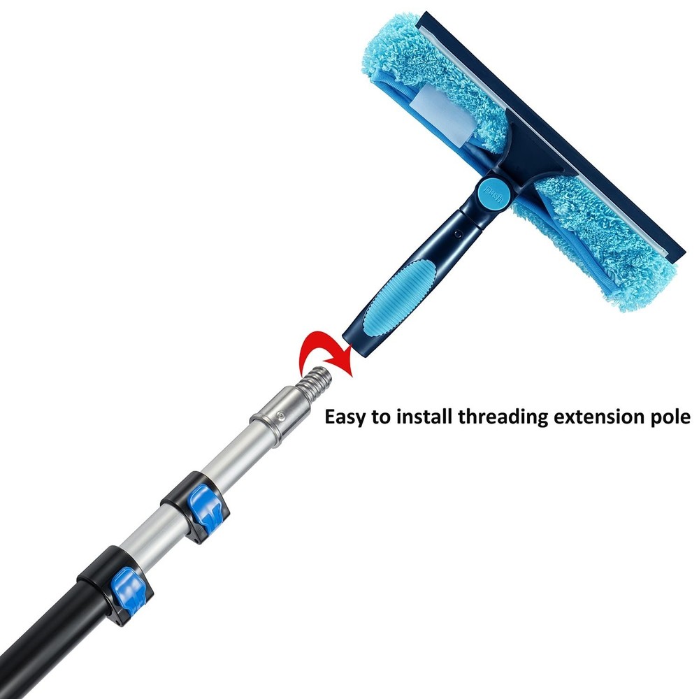 11" Window Squeegee and Microfiber Scrubber 2-in-1 Combo Cleaning Tools (Atta...