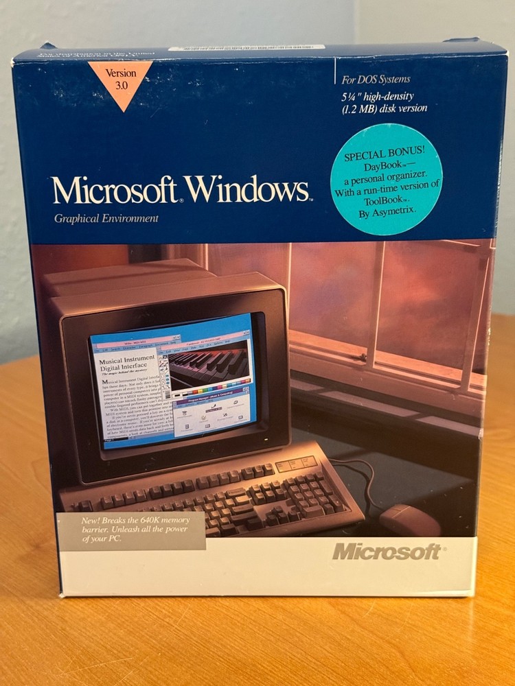 Vintage Microsoft Windows Operating System 3.0 -  5.25"  Floppy Version - Mint