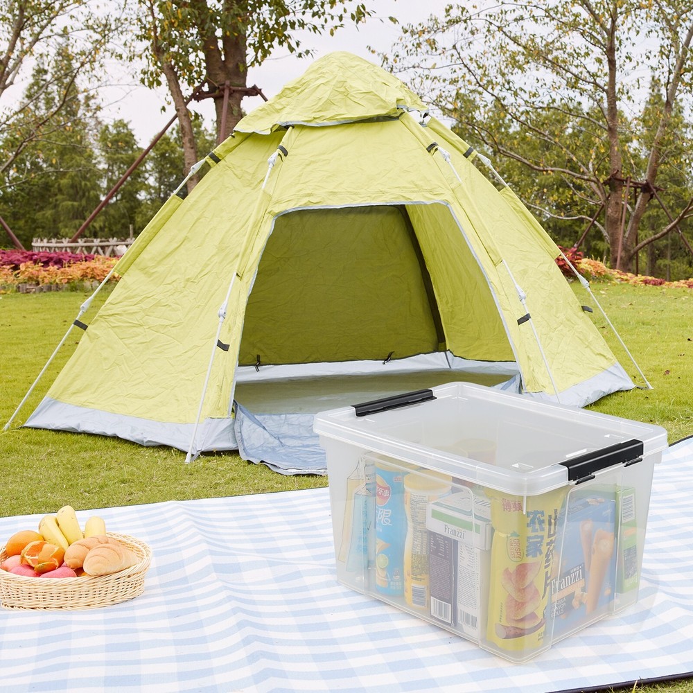 KEKOW 34 Qt Heavy Duty Clear Plastic Latching Stackable Storage Containers, 4PCS