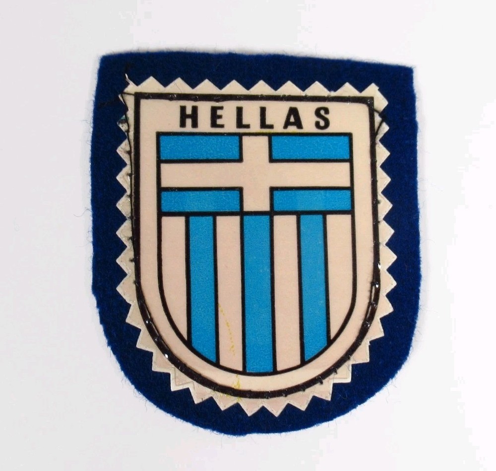 Hellas Greece Shield Patch Vintage Plastic on Felt Sew On