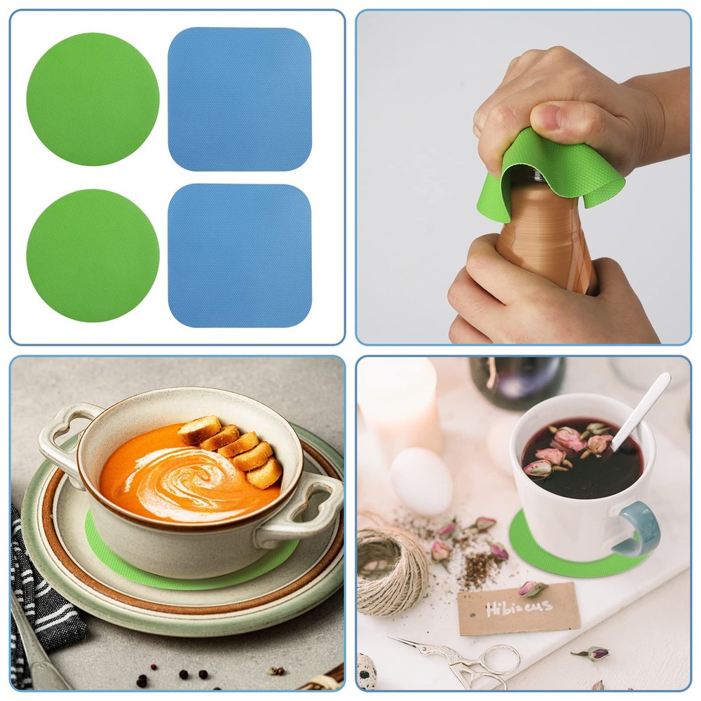 LUTER 4pcs Jar Opener, Rubber, Multi-function One Size, Light Blue+Green