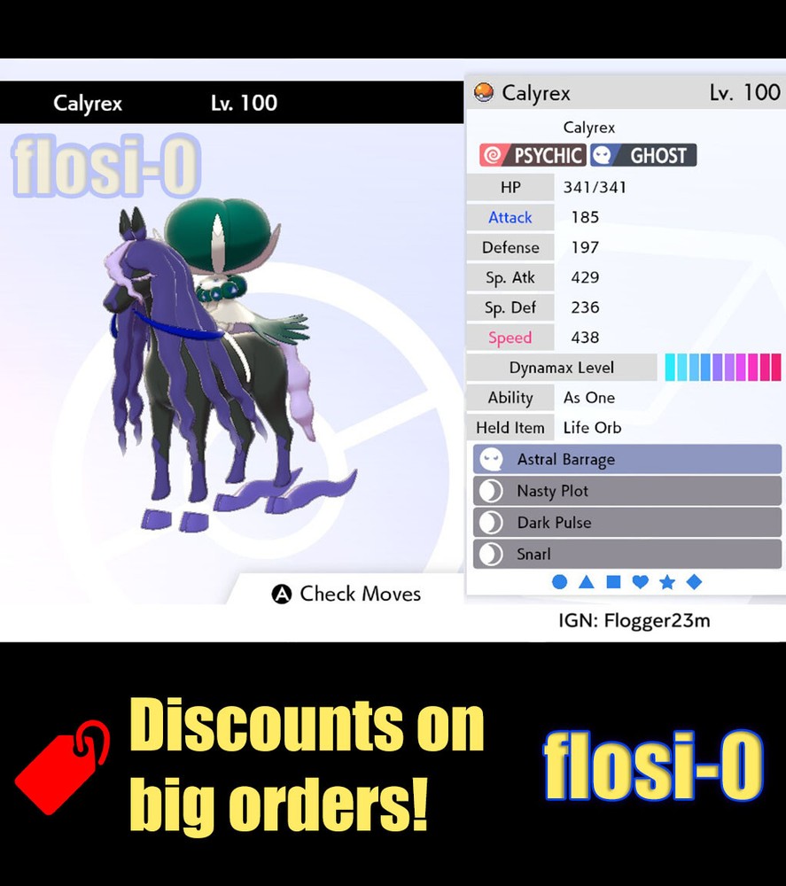 Pokemon Sword and Shield 6IV Calyrex Shadow Rider