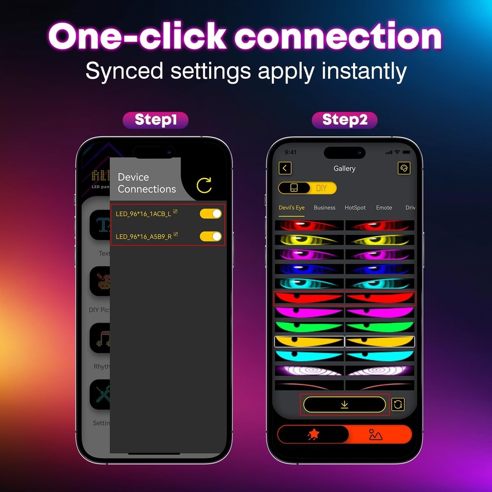 Devil Eyes Light for Windshield, 23.4x4.7,Led Eyes, Programmable Scrolling DI...