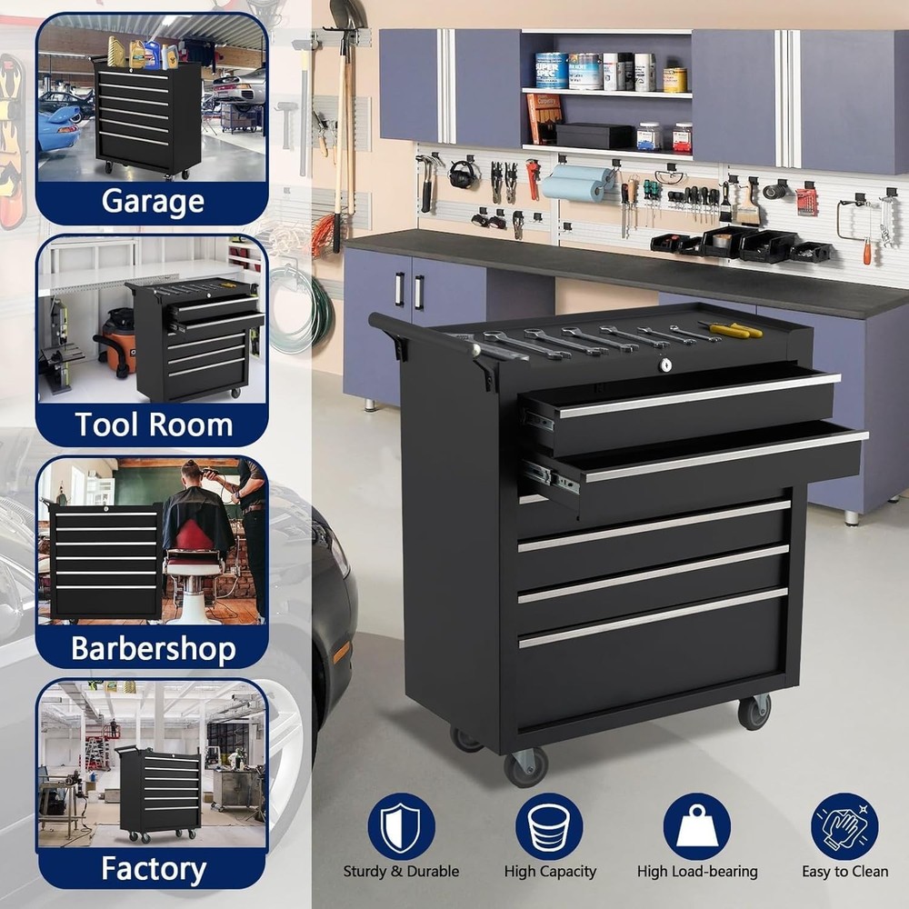 GRAVEE Rolling Tool Chest 6 Drawers Tool Storage Cabinet Toolbox Organizer