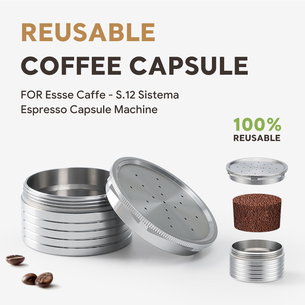 For Essse Coffee Maker Refillable Capsule Coffee Filter Reusable w/ Spoon+Brush