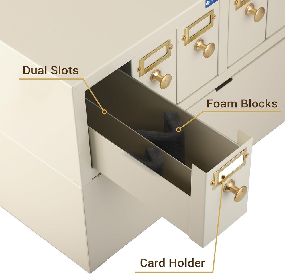 Microscope Slide Storage Cabinet,6 Drawers,Metal, Stackable, Tan