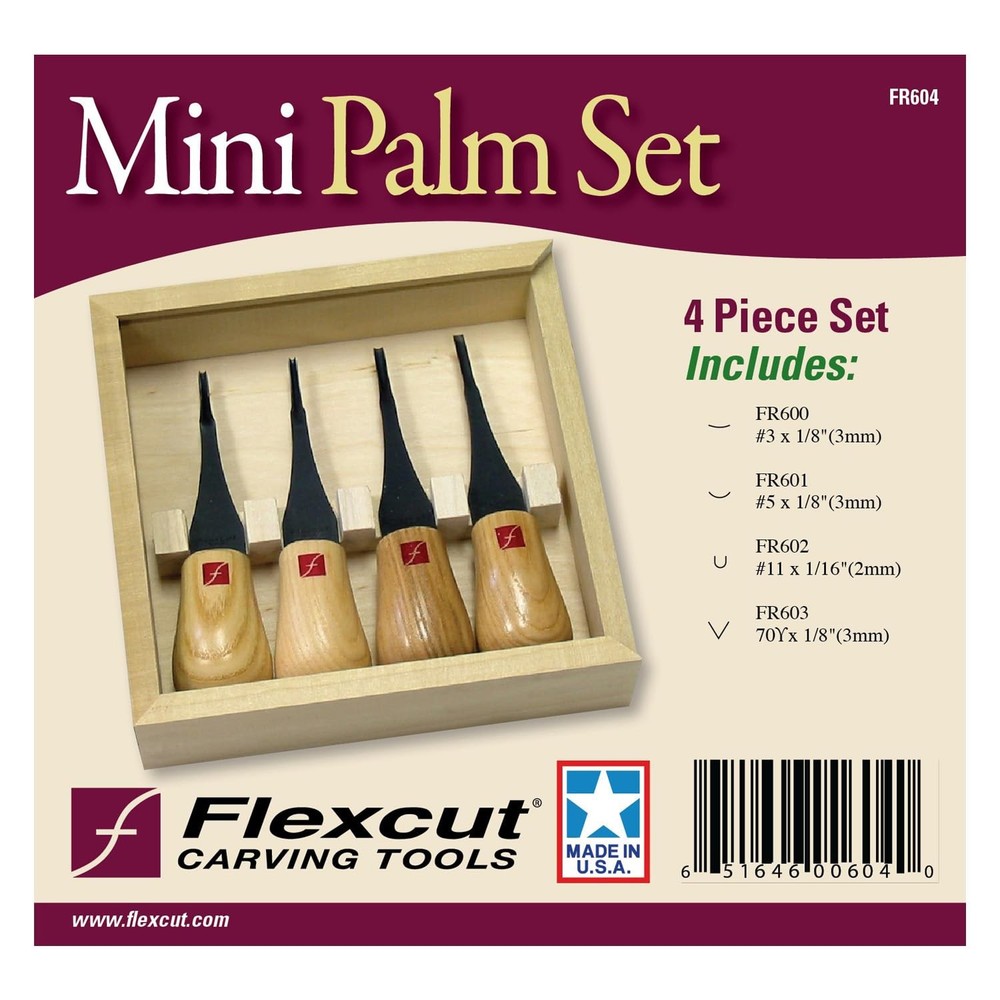 FLEXCUT Carving Tools, Mini Palm Gouges for Detailed Mini-Palm Set, Brown