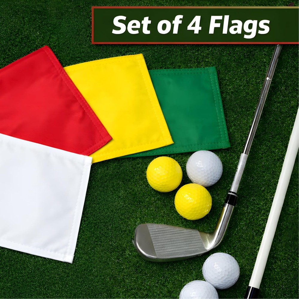 Set of 4 Single Sided 8x6 Inches Solid Golf Polyester Flag - Mini Putting Gre...