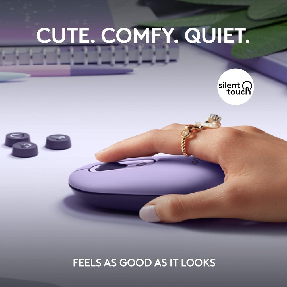 Logitech POP Mouse Wireless Bluetooth Silent Customizable Emojis PC / Mac Cosmos