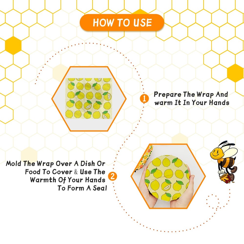 Eco Friendly Wraps 9, Beeswax Reusable Storage, Yellow