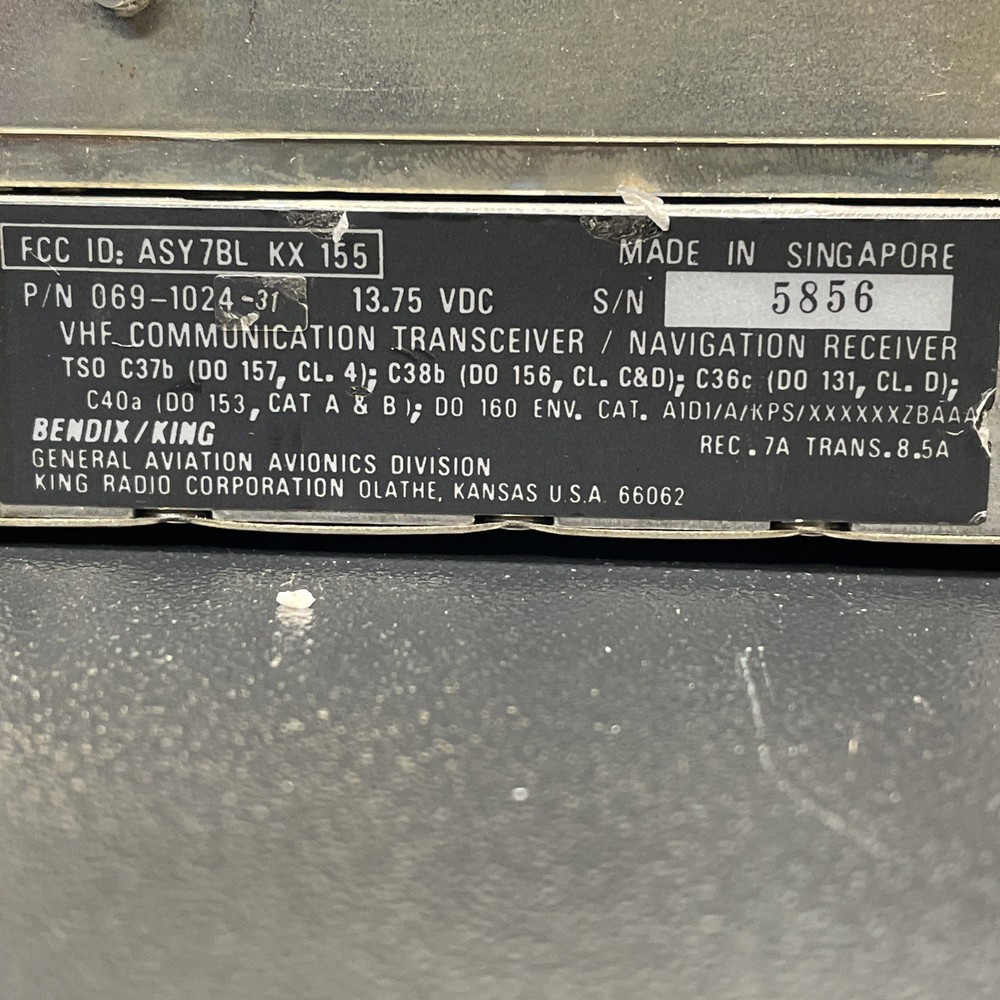 Bendix King KX 165 NAV/COM - Needs Repair - No Warranty!