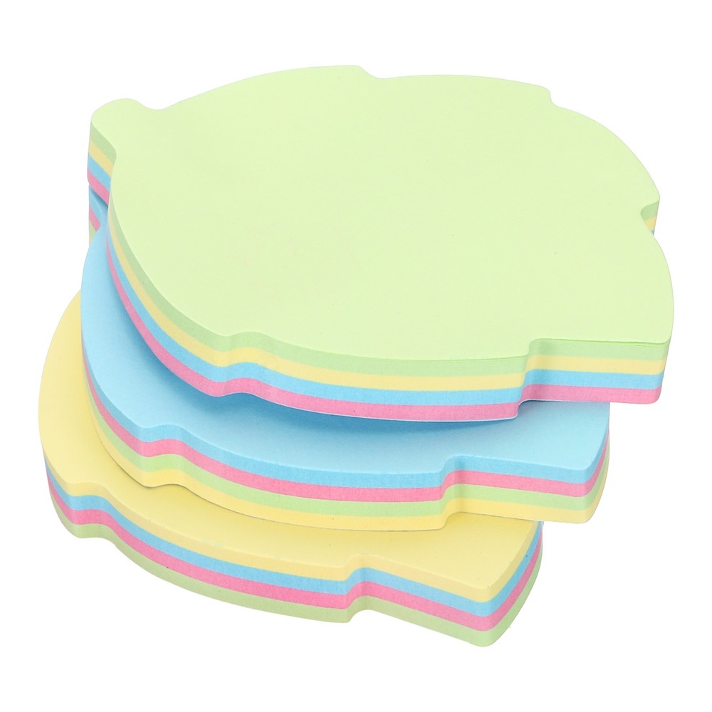 3Pcs 2.7"x2.7" Leaf Shape Sticky Notes, 100 Sheets/Pad Memo Pads 4 Colors
