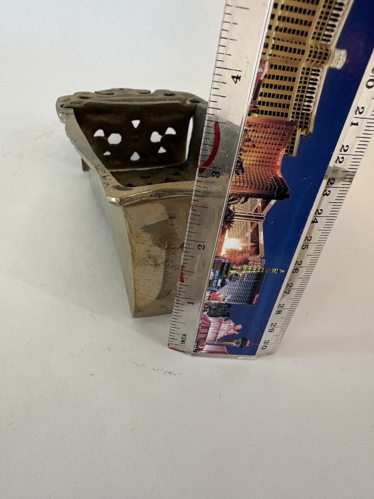 Vintage Ornate Solid Brass Match Box Holder Wall Mount With Flap Lid