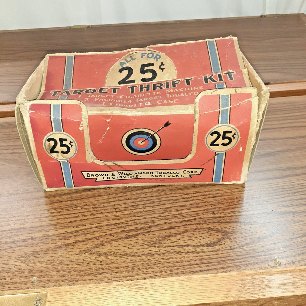 Target Junior Cigarette Rolling Machine, box & tin, Vintage  1931
