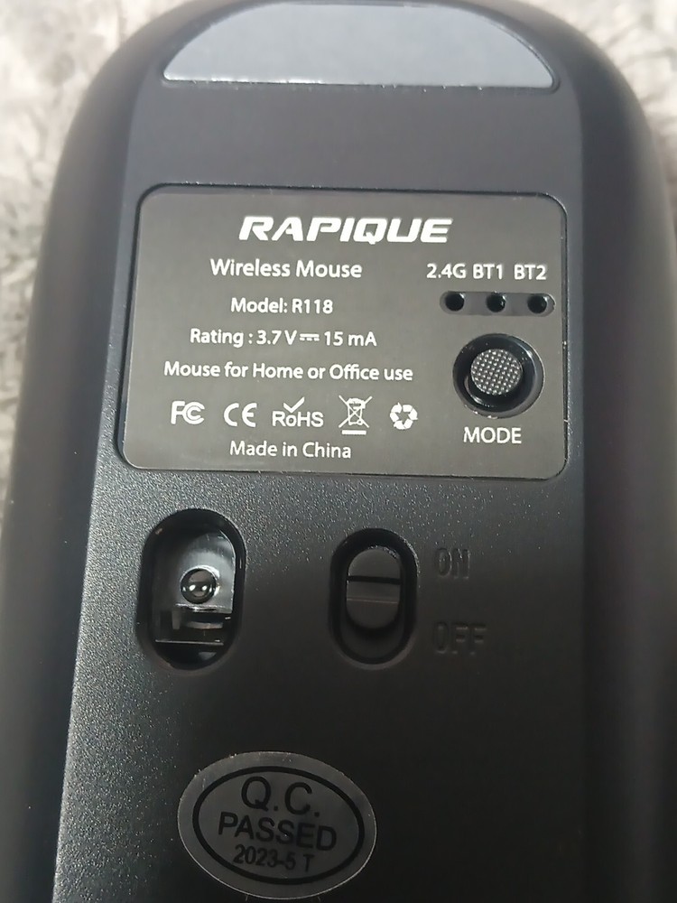 RAPIQUE Bluetooth Wireless Mouse Rechargeable Multi-DeviceTri-Mode, Black