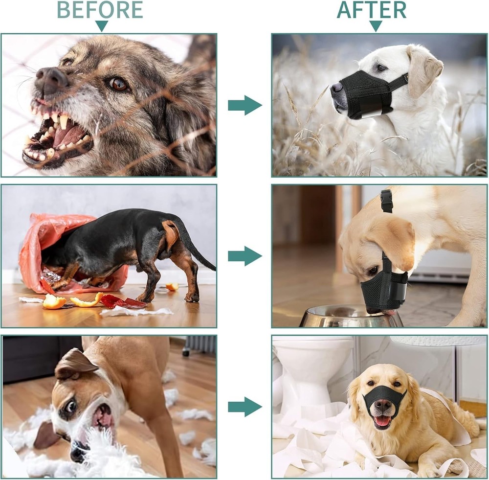 HEELE Dog Muzzle,Soft Nylon Muzzle Anti Biting Barking Chewing,Air Mesh