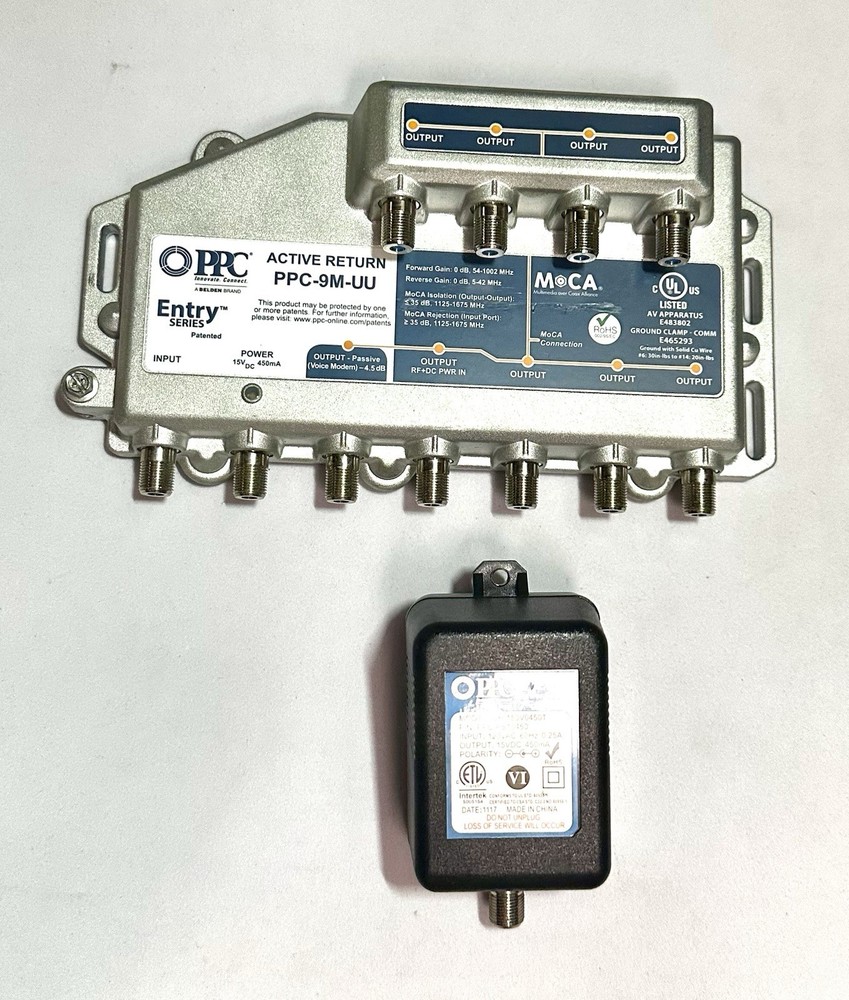 PPC Active Return MoCA Patented 8-Way Coaxial Splitter PPC-9M-UU