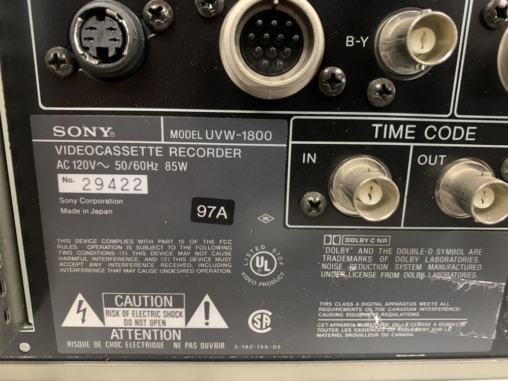 SONY VIDEOCASSETTE RECORDER UVM-1800