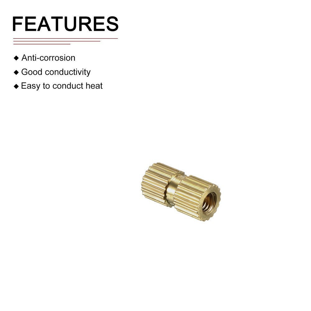 M3x10x5mm(IDxLxOD) Knurled Insert Nuts - 100 Pack - Good for Plastic Shells