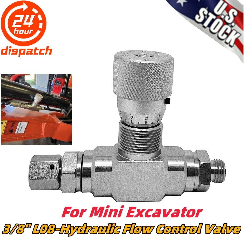 US For Mini Excavator 3/8" L08 - Hydraulic Flow Control Valve 1PCS