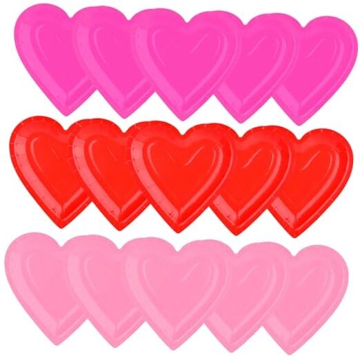 48Pcs Heart Shaped Paper Plates Set - Romantic Red Heart Tableware for