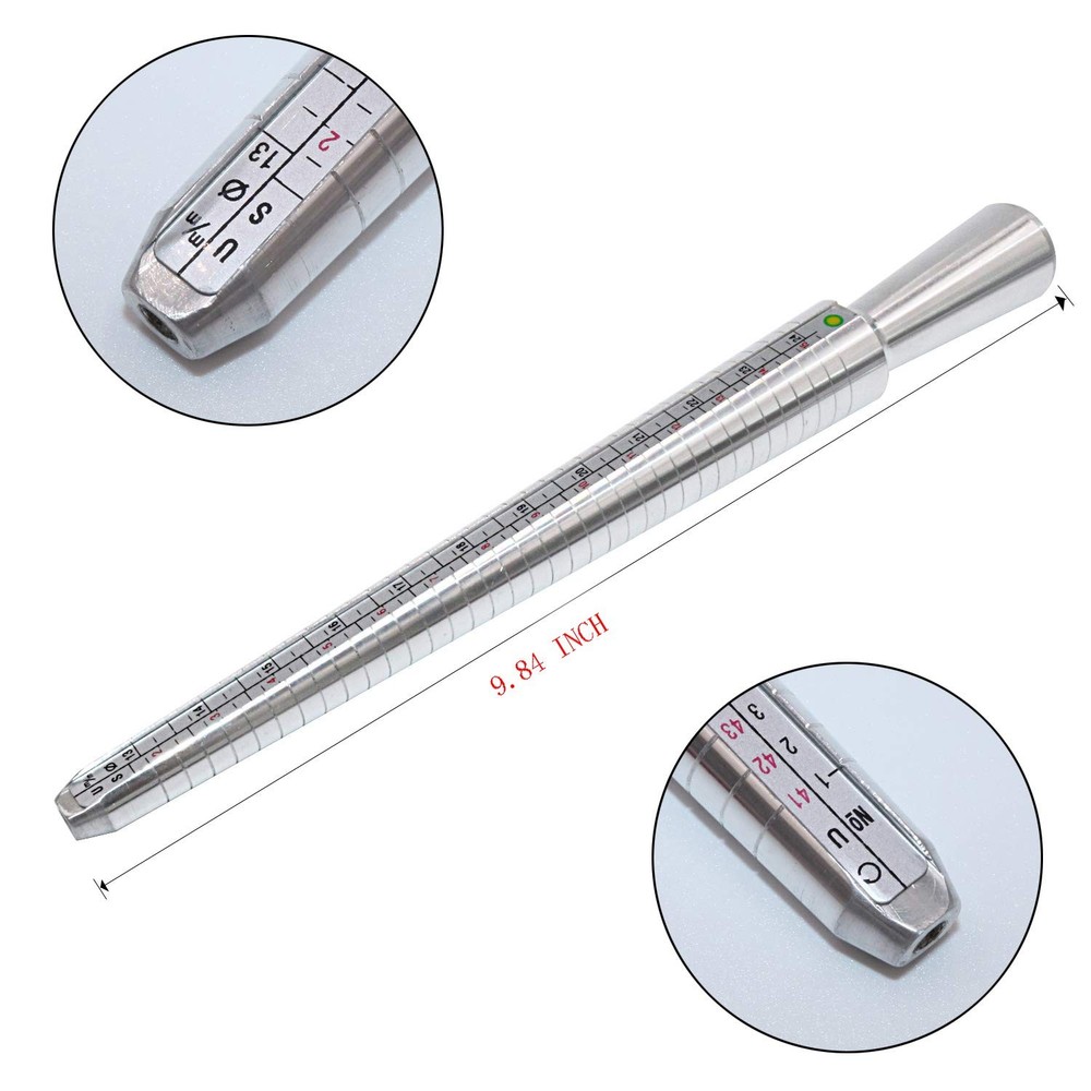 NIUPIKA Ring Sizer Measuring Tool Mandrel Measurer Silver