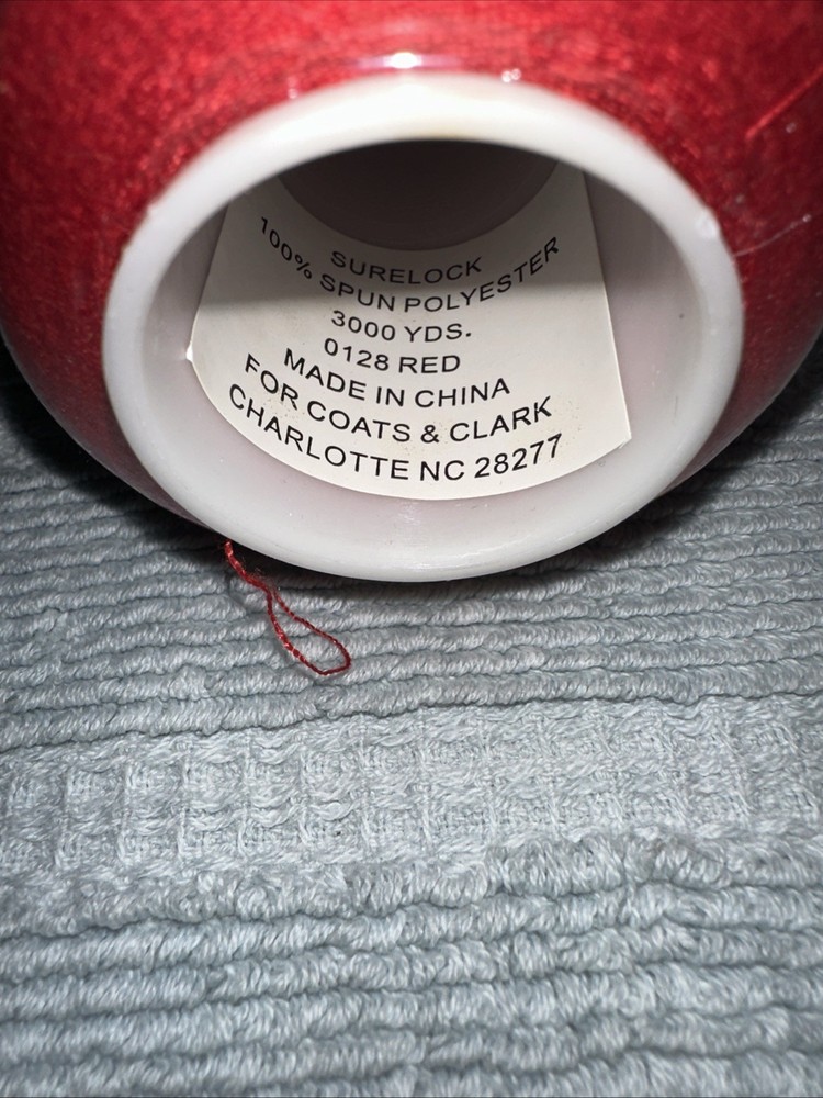 Coats Surelock 3 Spools 0128 Red Polyester Thread, Multi-purpose, 3000 Yds