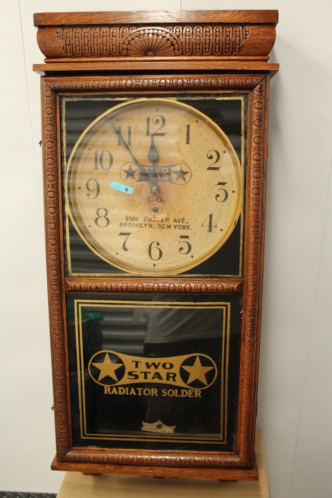 WATERBURY TWO STAR RADIATOR SOLDER Advertising Clock