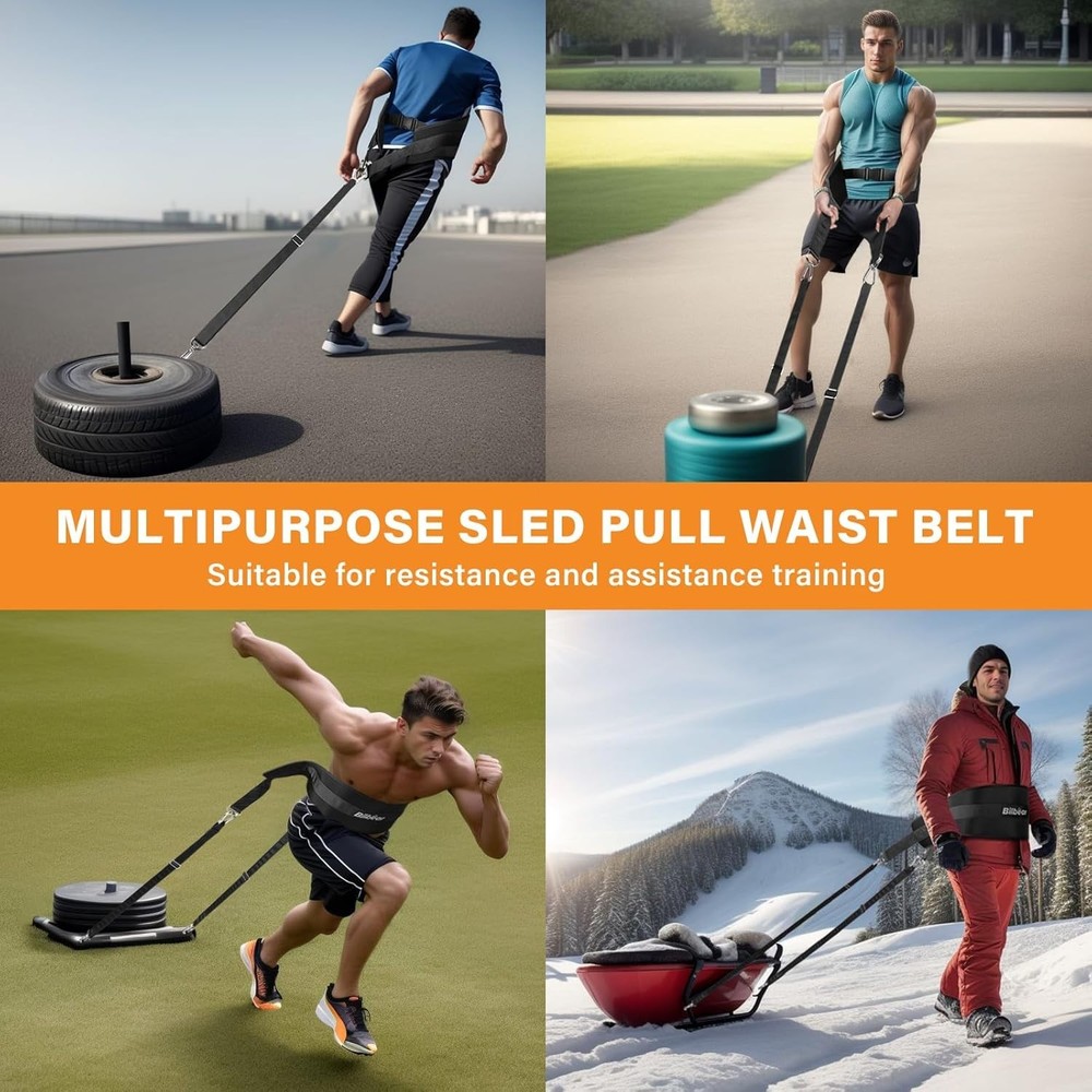 Bilbear Sled Pulling Belt,Adjustable Sled Training Waist Belt, Belt for Pulling