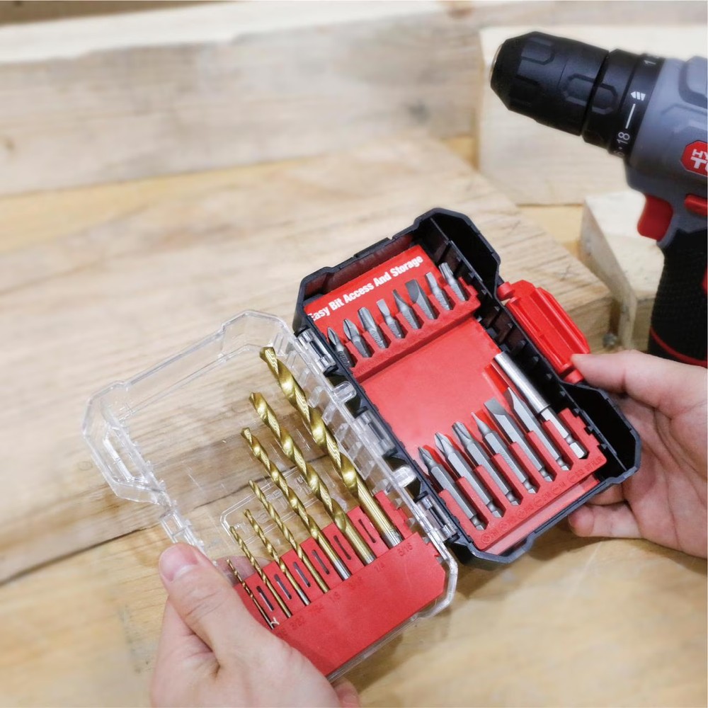 Hyper Tough 22-Piece Drill & Drive Set in Click Fit™ Case