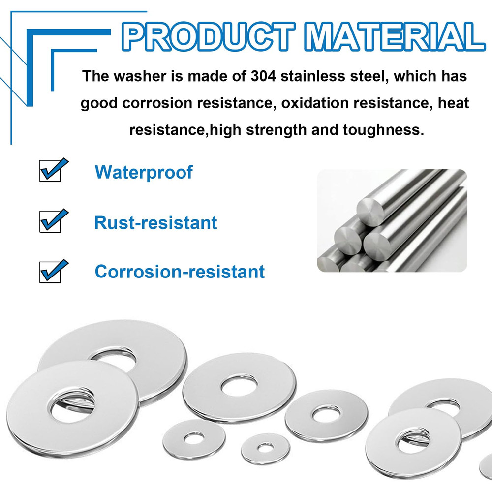 320PCS 3-Values Pop Rivet Washers Assortment Kit for Pop Rivets Diameter