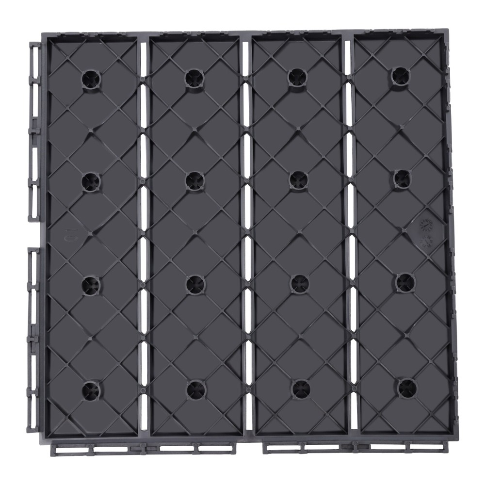 30Pcs PB-319 Interlocking Deck Tiles Dark Gray Rectangular Efficient Drainage