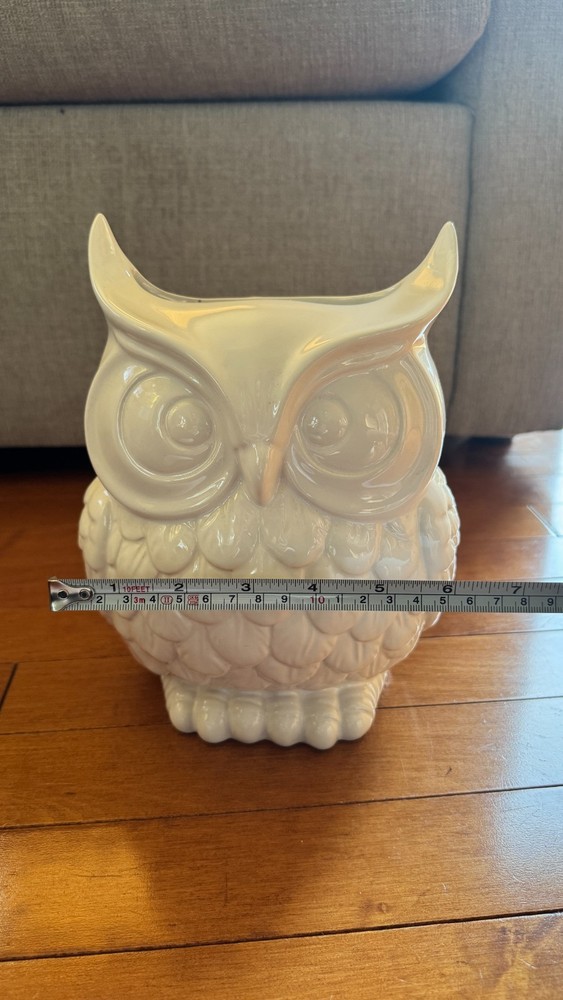 Ceramic White Owl Figurine - Vase