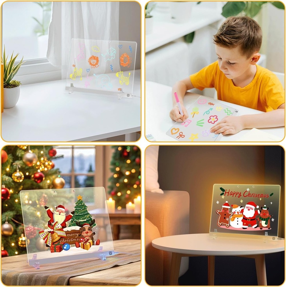LED Doodle Glow Note Board 13.7''x10'' – 7 Colors for Creativity & Fun
