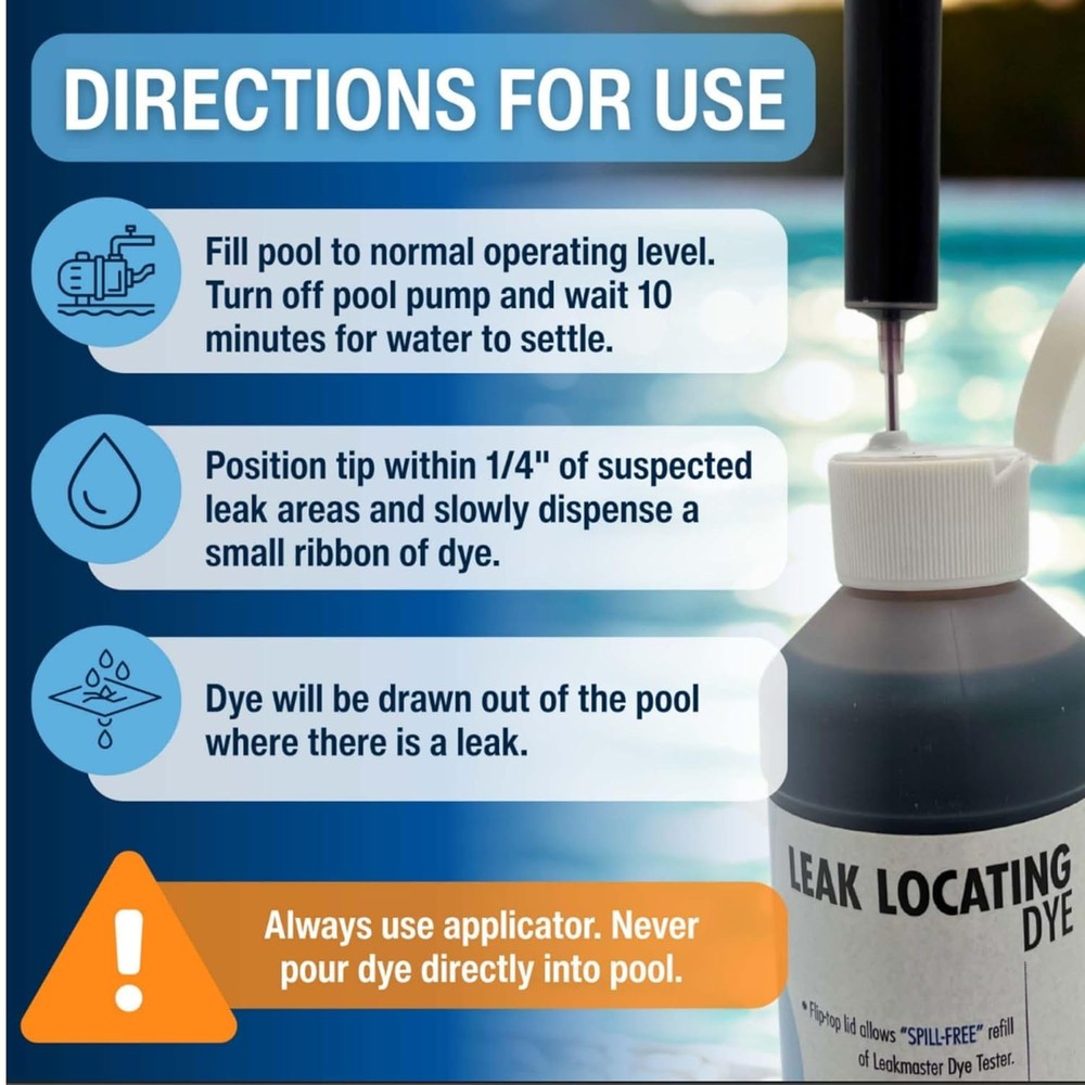 Leakmaster Pool Leak Detection Kit – 8 oz Blue Dye with 2 Count,