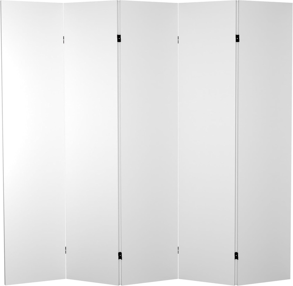 DIY 6 Ft Tall Canvas Room Divider - 5 Panel White Screen for Privacy