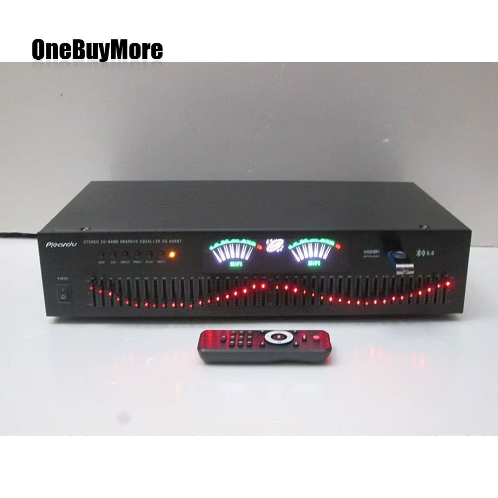 EQ666BT Dual 20-Band Stereo EQ Graphic Equalizer +4pcs Cable +Dual RCA Connector