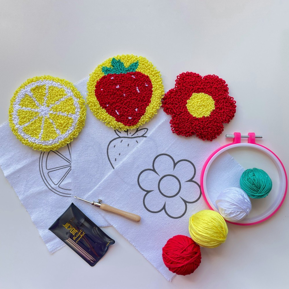 DIY Punch Needle Coaster Kit,  Fruit Patterns