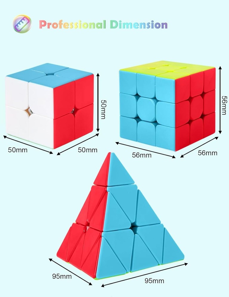 Speed Cube Set, Magic Cube Set of 2x2x2 3x3x3 Pyramid Cube Smooth Puzzle Cube...