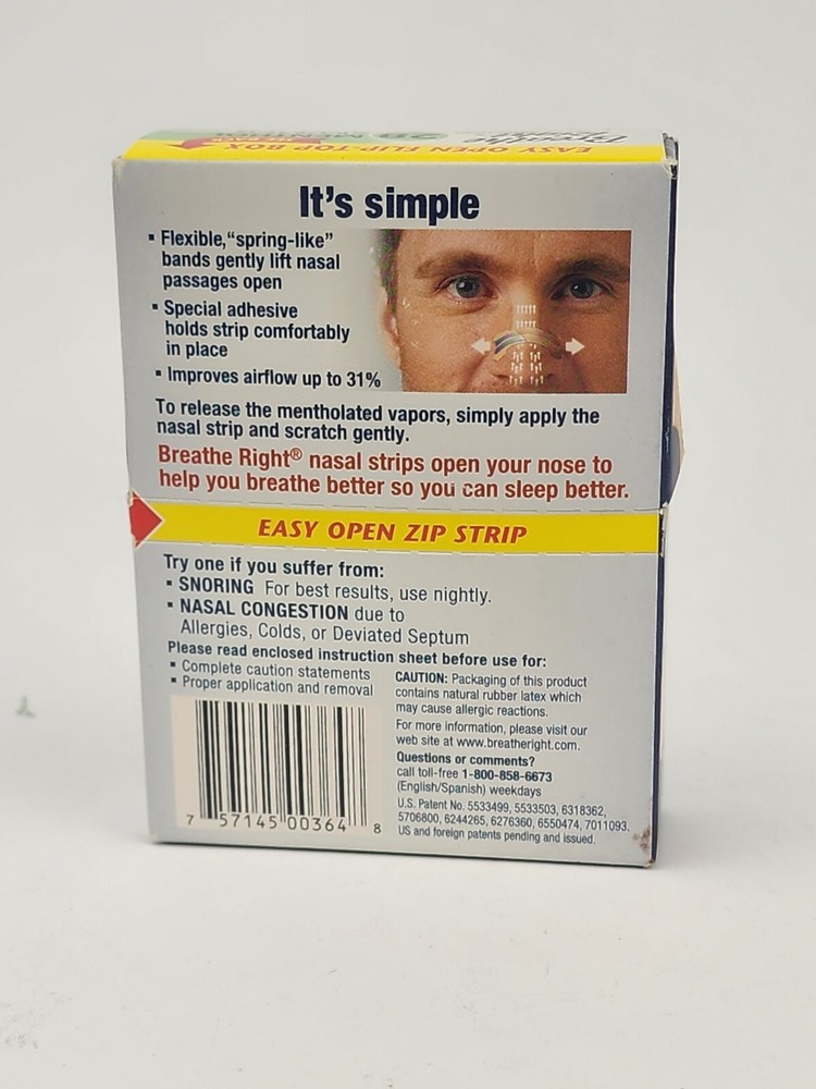 Breathe Right Menthol Nasal Strips 27 Small / Medium Strips Open Box Missing 1