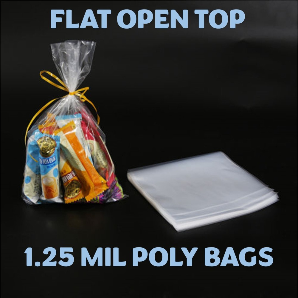 2x3" Clear Poly Bags Lay-Flat Open Top End 1.25-Mil Case LDPE Plastic Packaging
