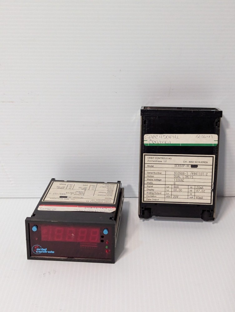 Orbit Controls OC45OP-HL four-digit digital panel meter, dual lim