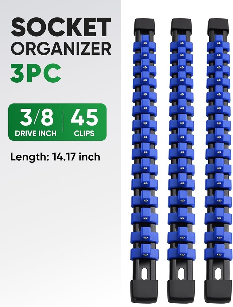 Durable ABS 3PC Socket Organizer - Space-Saving Design for 45 Tools, No Assembly
