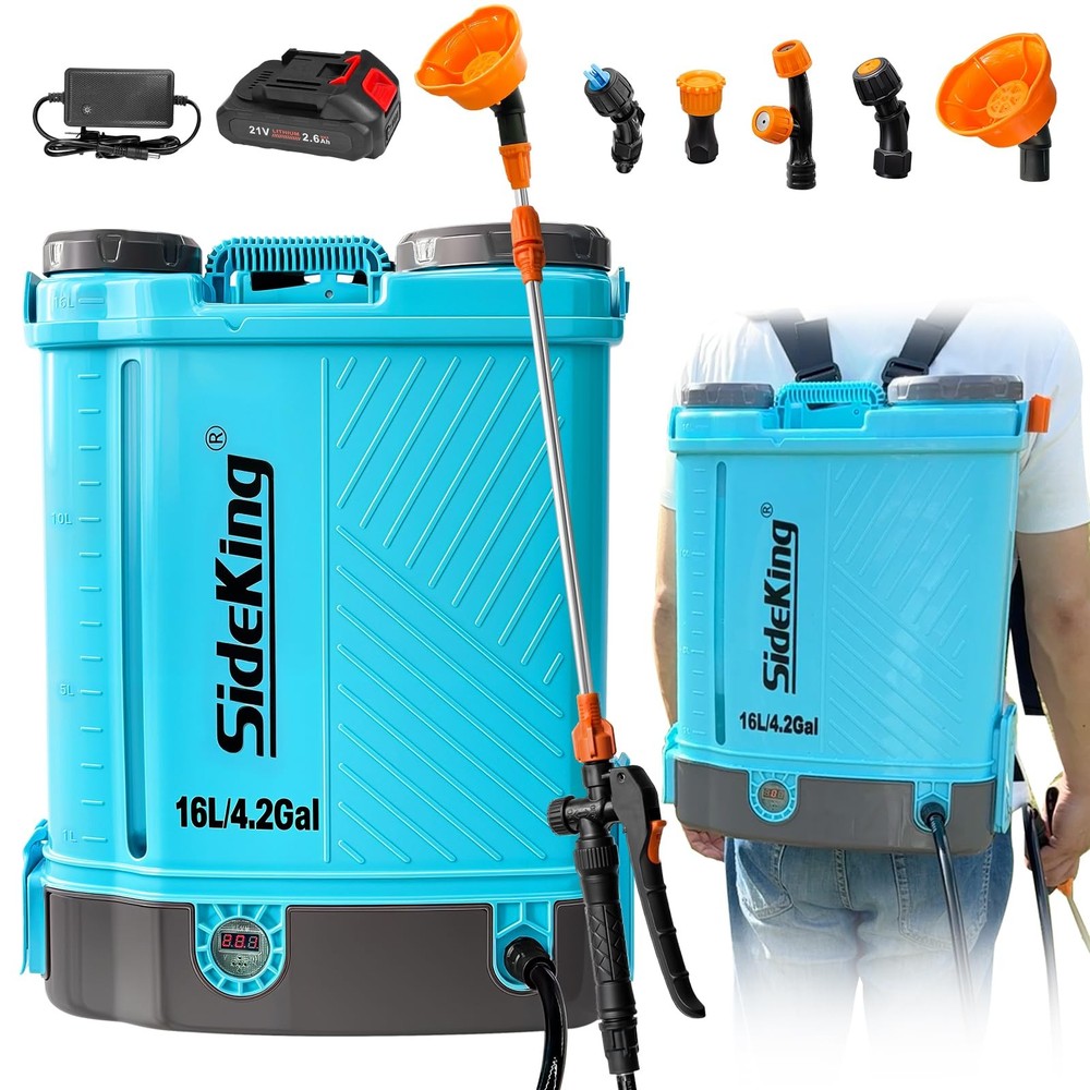 Battery Powered Backpack Sprayer 4 Gallon, 0-100 PSI Adjustable Pressure Spra...