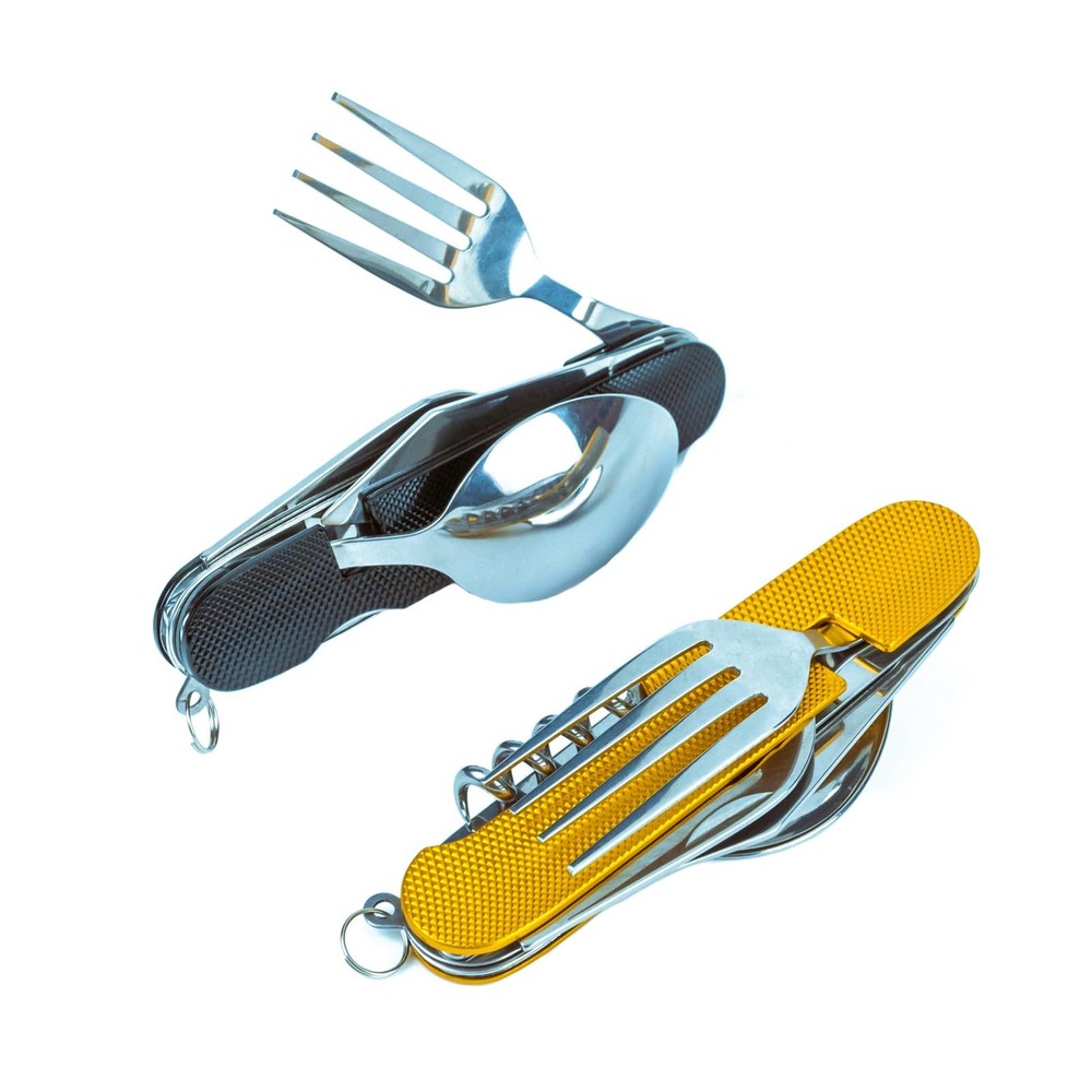 6-in-1 Multi-Function Camping Utensil Flatware Set Detachable with Pouch
