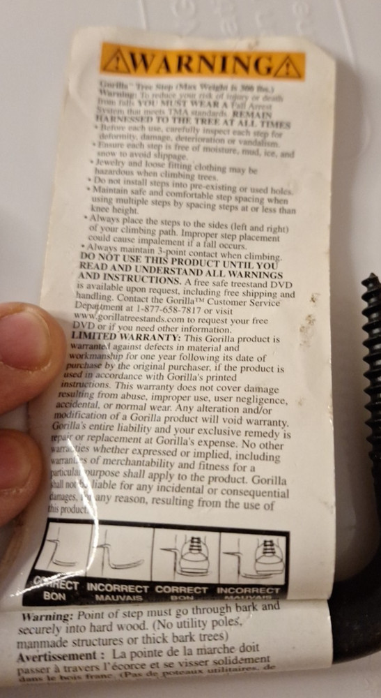 Gorilla Tree Step - hunting, tree trimming D1