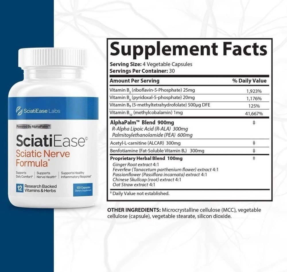 3 Pack SciatiEase Labs Sciati Ease Sciatic Nerve Formula 120 Cap NEW ! Exp 2027