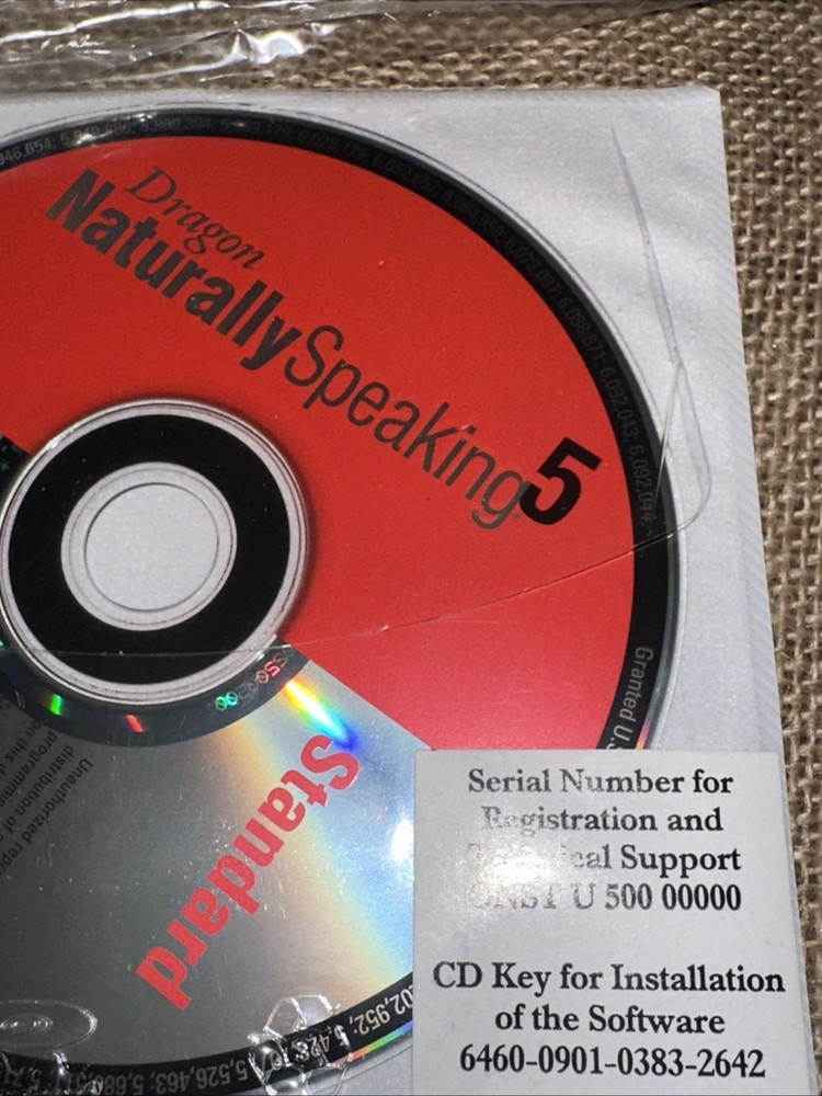 DRAGON NATURALLY SPEAKING 5 SPEECH RECOGNITION SOFTWARE FOR WINDOWS 98
