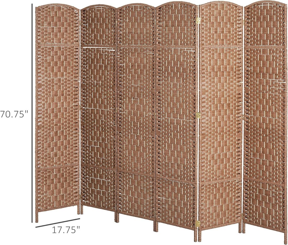 Portable 6FT Tall Wicker Weave Privacy Screen - Stylish Folding Divider